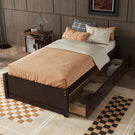 Twin Bed With 2 Drawers, Solid Wood, No Box Spring Needed - Furniture Home Direct
