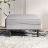 Amber - Square Upholstered Ottoman Linen - Furniture Home Direct