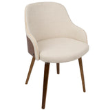 Folia Bacci - 5 Piece Mid-Century Modern Dining Set - Walnut / Cream - Furniture Home Direct
