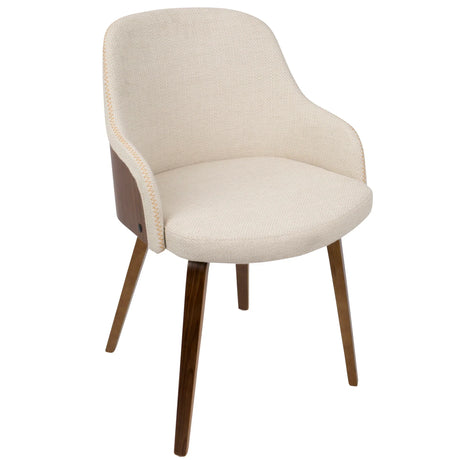 Folia Bacci - 5 Piece Mid-Century Modern Dining Set - Walnut / Cream - Furniture Home Direct