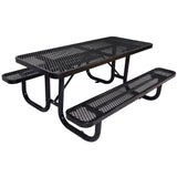 Rectangular Outdoor Steel Picnic Table With Umbrella Pole - Furniture Home Direct