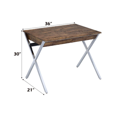 Callers - Weathered Writing Desk - Chrome / Oak - Furniture Home Direct