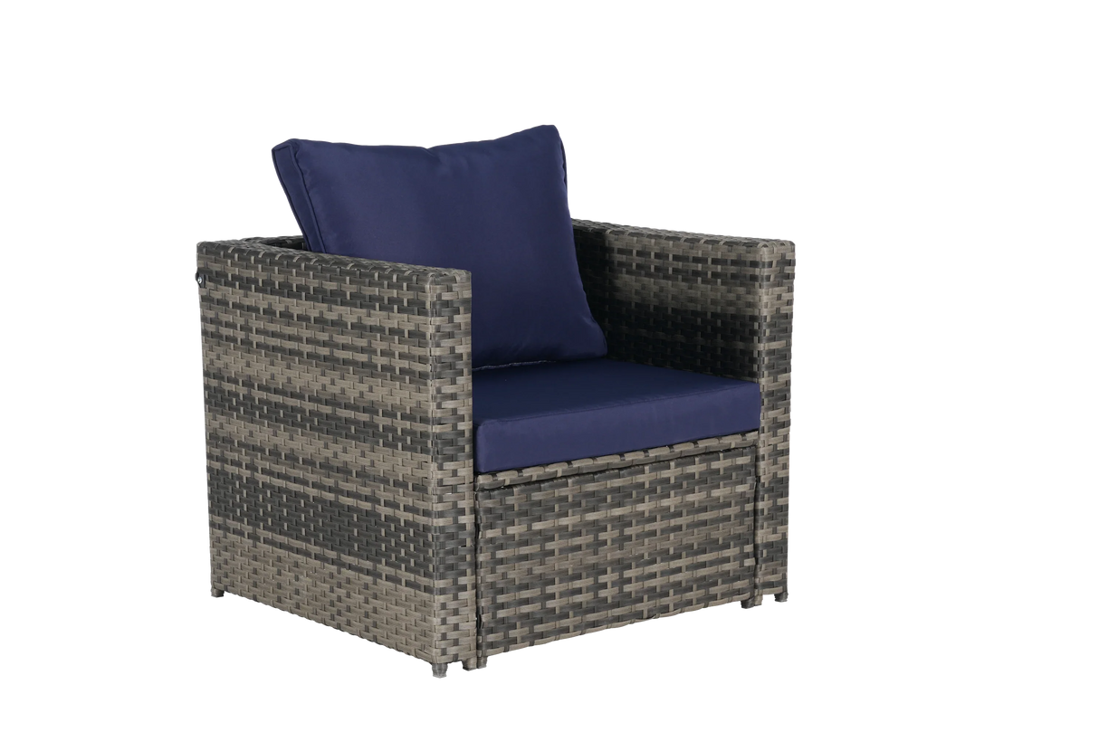 6 Piece Patio Wicker Set With Glass Table - Furniture Home Direct