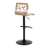 Folia - Mid Century Modern Adjustable Barstool With Swivel With Rounded T Footrest (Set of 2) - Furniture Home Direct