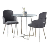 Cece Dahlia - 3 Piece Contemporary Dining Set - Chrome / Clear / Gray - Furniture Home Direct