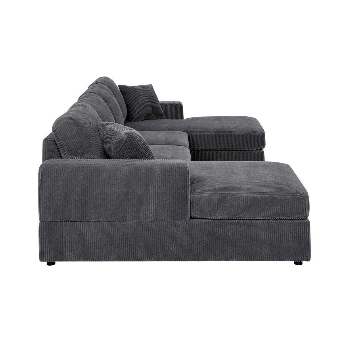3 Piece Corduroy Double Chaise Sectional Sofa - Furniture Home Direct