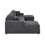 3 Piece Corduroy Double Chaise Sectional Sofa - Furniture Home Direct