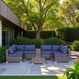 Elegant 4 Person Wicker Patio Seating Set With Cushions And Glass Top Table - Furniture Home Direct
