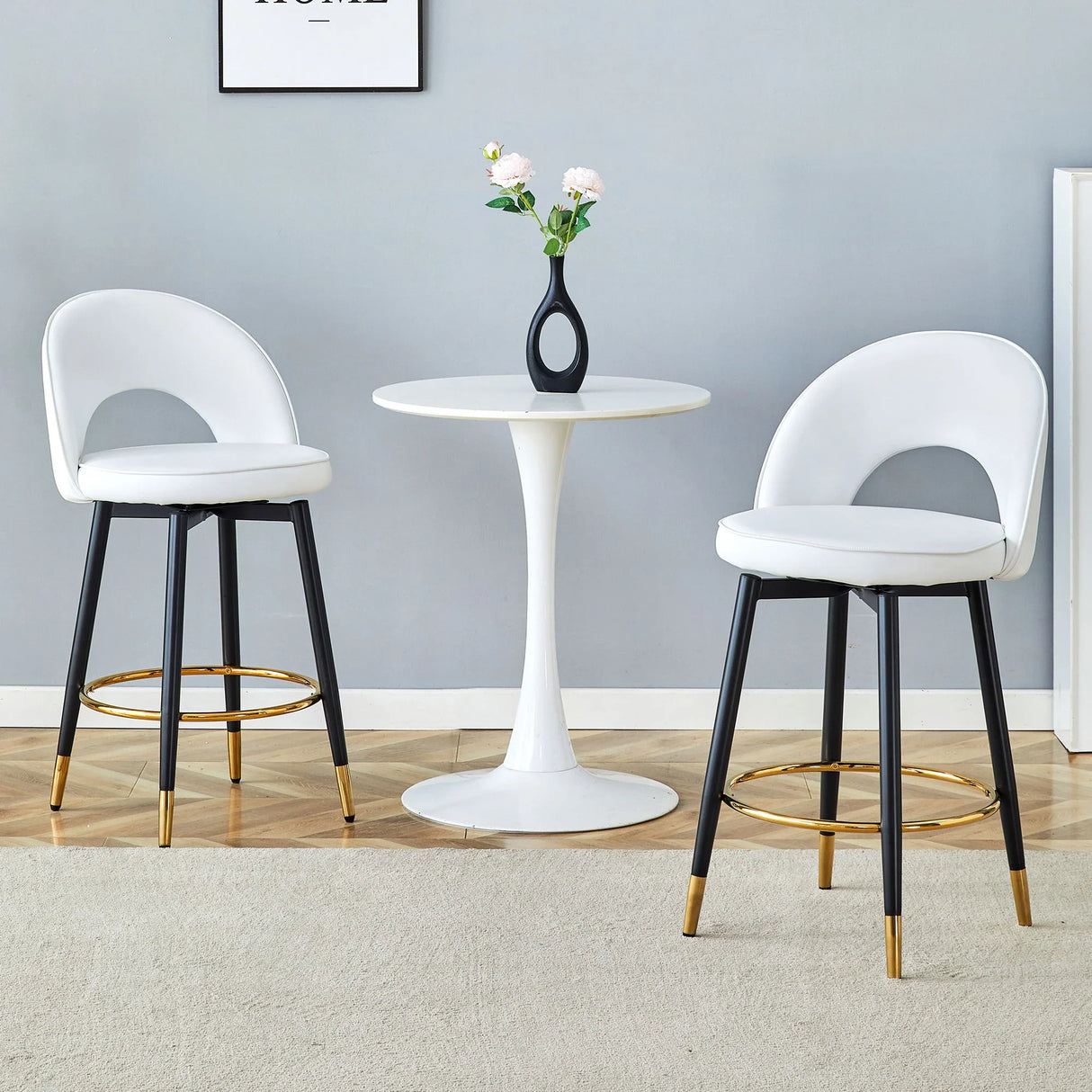 Upholstered Rotatable Bar Chair With Metal Legs For Dining Room - Furniture Home Direct
