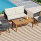 4-Piece Patio Conversation Set with Loveseat, 2 Chairs, Coffee Table + Cushions - Gray - Furniture Home Direct