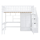 Loft Bed With Bookshelf, Drawers, Desk, And Wardrobe - Furniture Home Direct