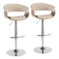 Vintage Mod - Mid Century Modern Adjustable Height Barstool With Swivel With Rounded T Footrest (Set of 2) - Furniture Home Direct