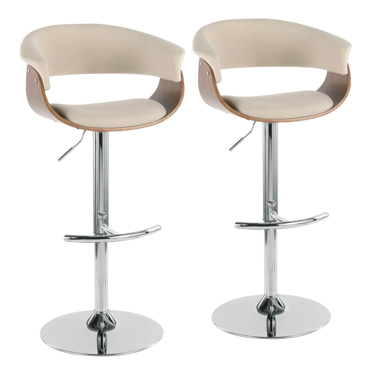 Vintage Mod - Mid Century Modern Adjustable Height Barstool With Swivel With Rounded T Footrest (Set of 2) - Furniture Home Direct