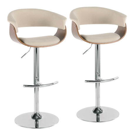 Vintage Mod - Mid Century Modern Adjustable Height Barstool With Swivel With Rounded T Footrest (Set of 2) - Furniture Home Direct