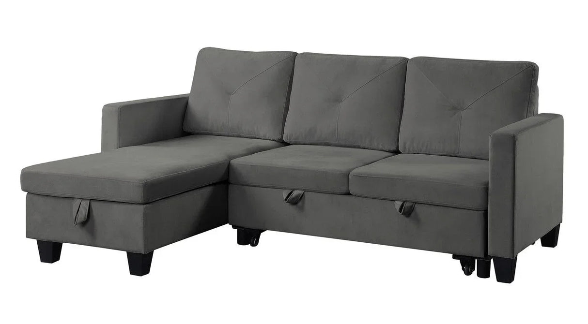 Nova - Velvet Reversible Sleeper Sectional Sofa With Storage Chaise - Furniture Home Direct