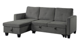 Nova - Velvet Reversible Sleeper Sectional Sofa With Storage Chaise - Furniture Home Direct