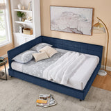 Mid-Century Storage Upholstered Tufted Bed Frame With Backrest And Armrests - Furniture Home Direct