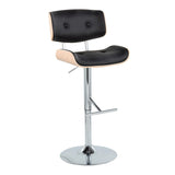Lombardi - Contemporary Adjustable Barstool With Swivel With Straight T Footrest (Set of 2) - Furniture Home Direct