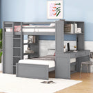 Loft Bed With A Twin Size Standalone Bed, Shelves, Desk, And Wardrobe - Furniture Home Direct