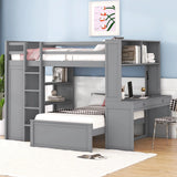 Loft Bed With A Twin Size Standalone Bed, Shelves, Desk, And Wardrobe - Furniture Home Direct