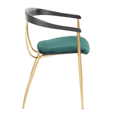 Vanessa - Contemporary Chair (Set of 2) - Gold / Green - Black - Furniture Home Direct