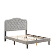 Queen Platform Upholstered Bed Button Tufted With Curve Design, Strong Wood Slat Support - Gray - Furniture Home Direct