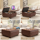 Large Square Storage Ottoman With 2 Storage Doors - Furniture Home Direct
