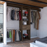 Closet System With Rods Shelves Drawer Modern Dark Walnut - Furniture Home Direct