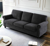 Soft Sofa, Upholstered 3 Seater Couch With High Density Foam, Loose Back Cushions And Turned Legs - Furniture Home Direct