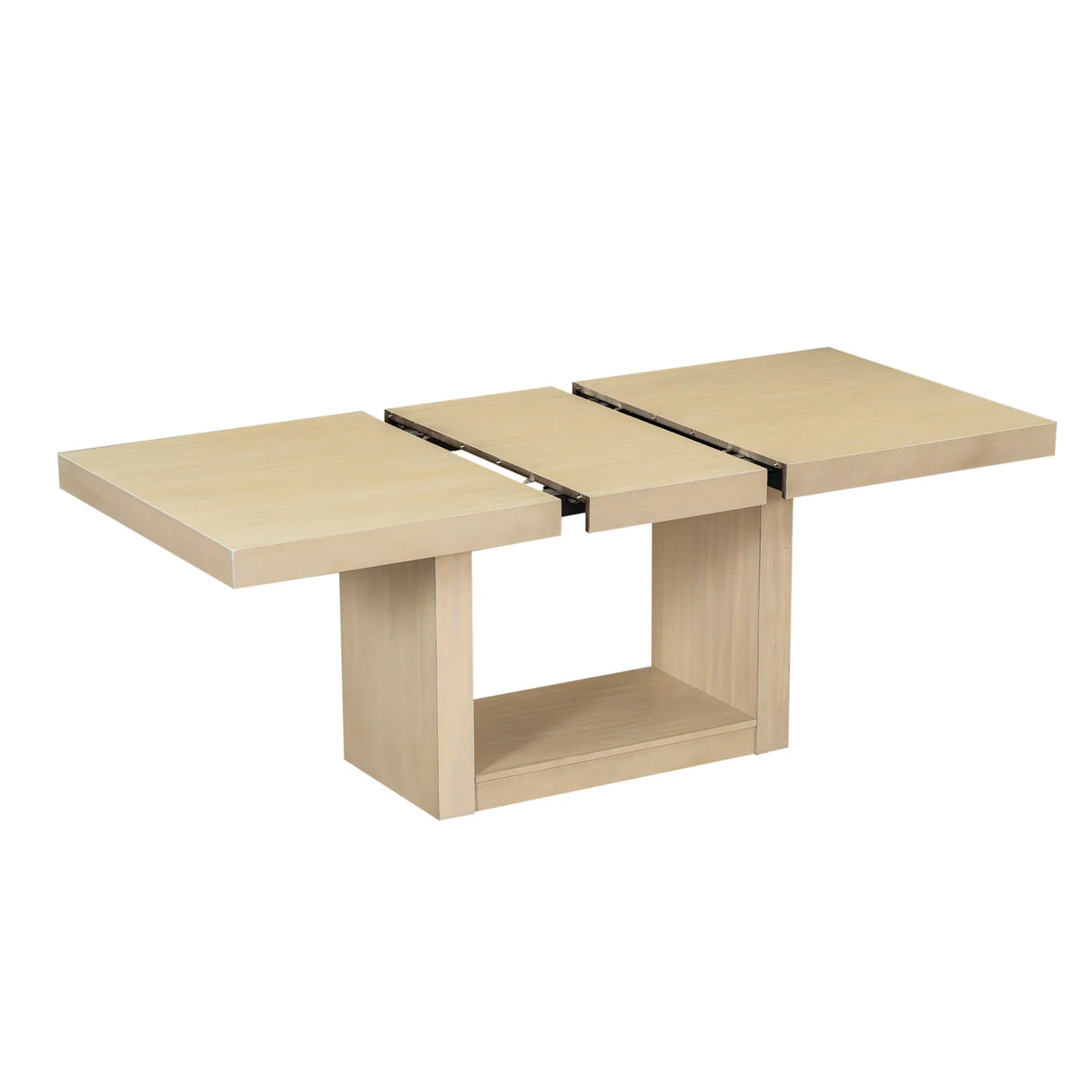 Dining Set Extendable Pedestal Table Bench And Chairs Beige - Furniture Home Direct
