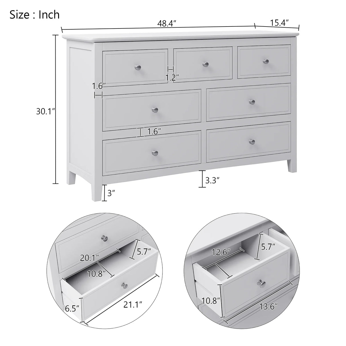 White Solid Wood 5 Piece Queen Bedroom Set(bed, 2 nightstands,chest,dresser) - Furniture Home Direct