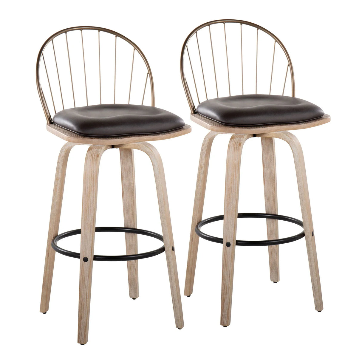Riley - Industrial / Urban Fixed Height Barstool With Swivel With Removable Cushion (Set of 2) - Furniture Home Direct