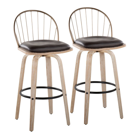 Riley - Industrial / Urban Fixed Height Barstool With Swivel With Removable Cushion (Set of 2) - Furniture Home Direct