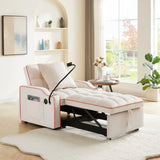 Convertible Velvet 3 In 1 Sofa Bed With Adjustable Sleeper Chair And Multi Pockets - Furniture Home Direct
