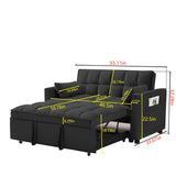 Modern Velvet Convertible Loveseat Futon Sofa With Pullout Bed, Reclining Backrest - Furniture Home Direct