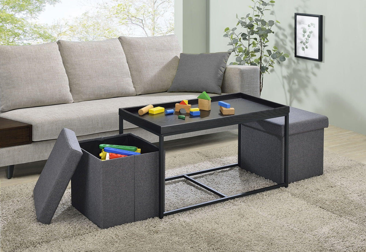 Monty - Wood Grain 3 Piece Coffee Table Set With Raised Edges (Set of 3) - Furniture Home Direct
