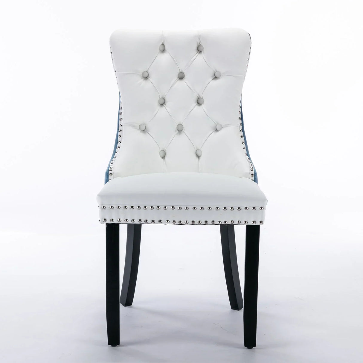 Nikki - Modern, High-End Tufted Solid Wood Contemporary PU And Velvet Upholstered Dining Chair With Wood Legs Nailhead Trim (Set of 2) - Furniture Home Direct