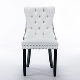 Nikki - Modern, High-End Tufted Solid Wood Contemporary PU And Velvet Upholstered Dining Chair With Wood Legs Nailhead Trim (Set of 2) - Furniture Home Direct