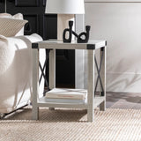 Farmhouse Metal X Table With Lower Shelf - Furniture Home Direct