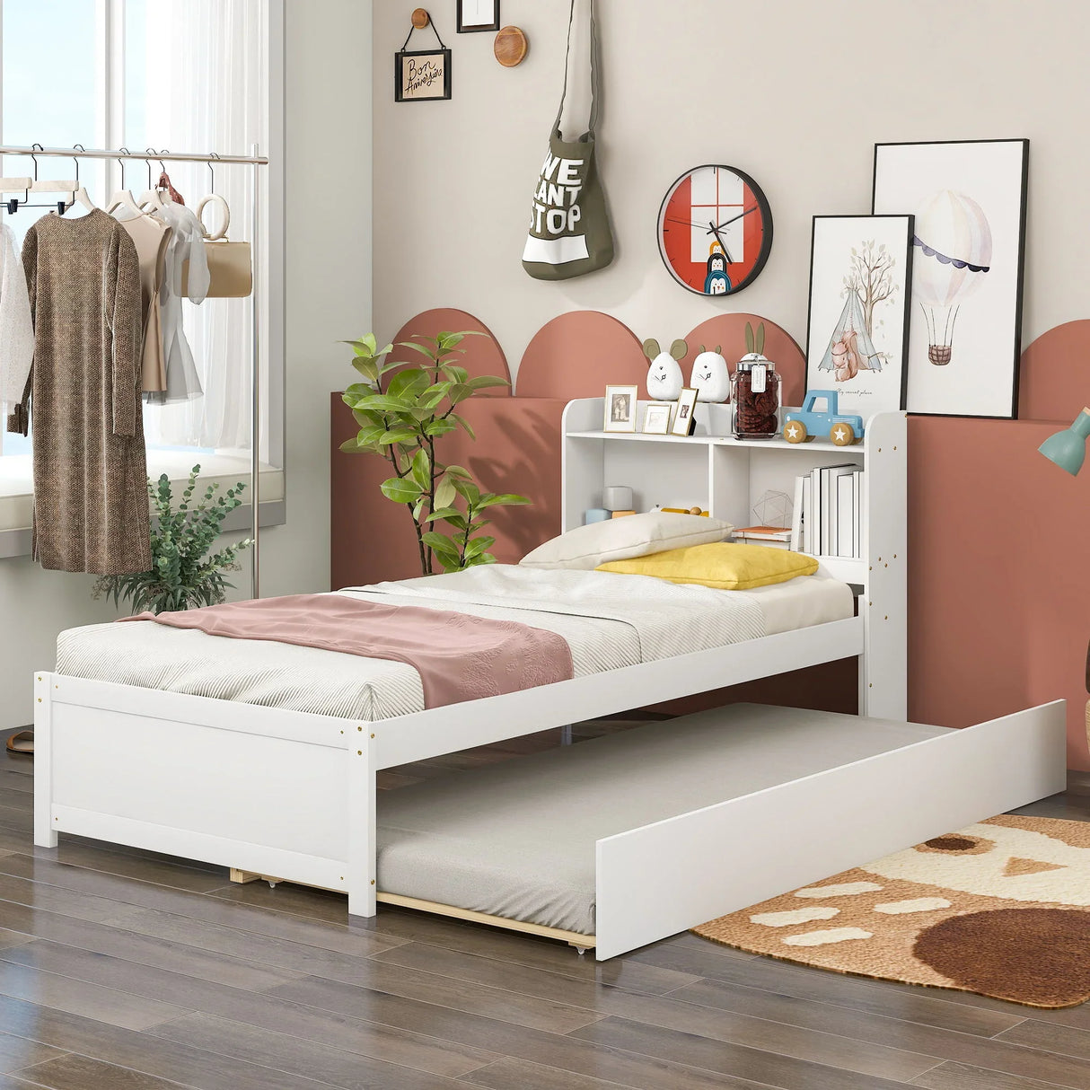 Twin Bed With Trundle, Bookcase - Furniture Home Direct