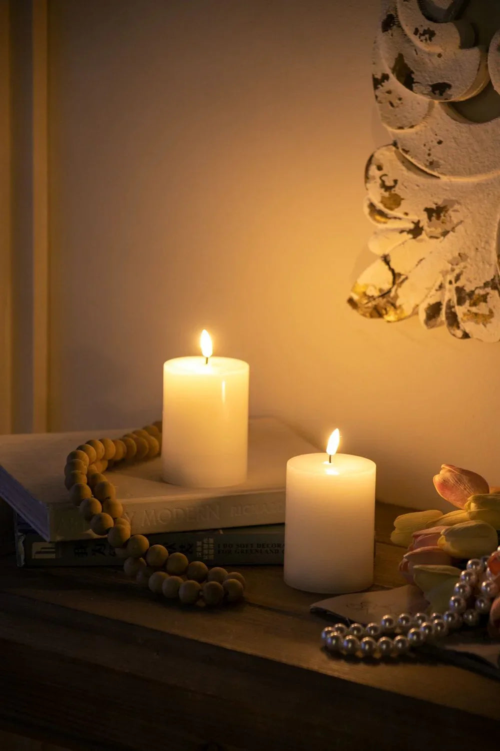 LED Candles With Wick And Remote Control Timer (Set of 2) - White - Furniture Home Direct
