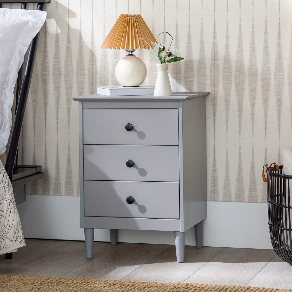 Classic 3 Drawer Solid Wood Nightstand - Furniture Home Direct