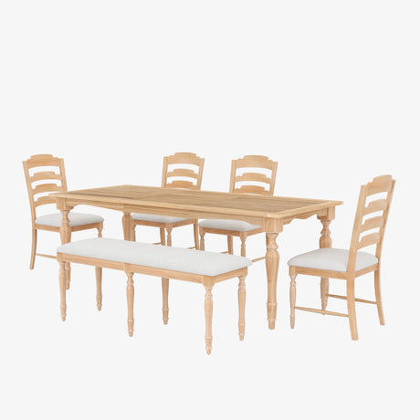 Topmax - Vintage Traditional Extendable Dining Table Set With Removable Leaf - Furniture Home Direct