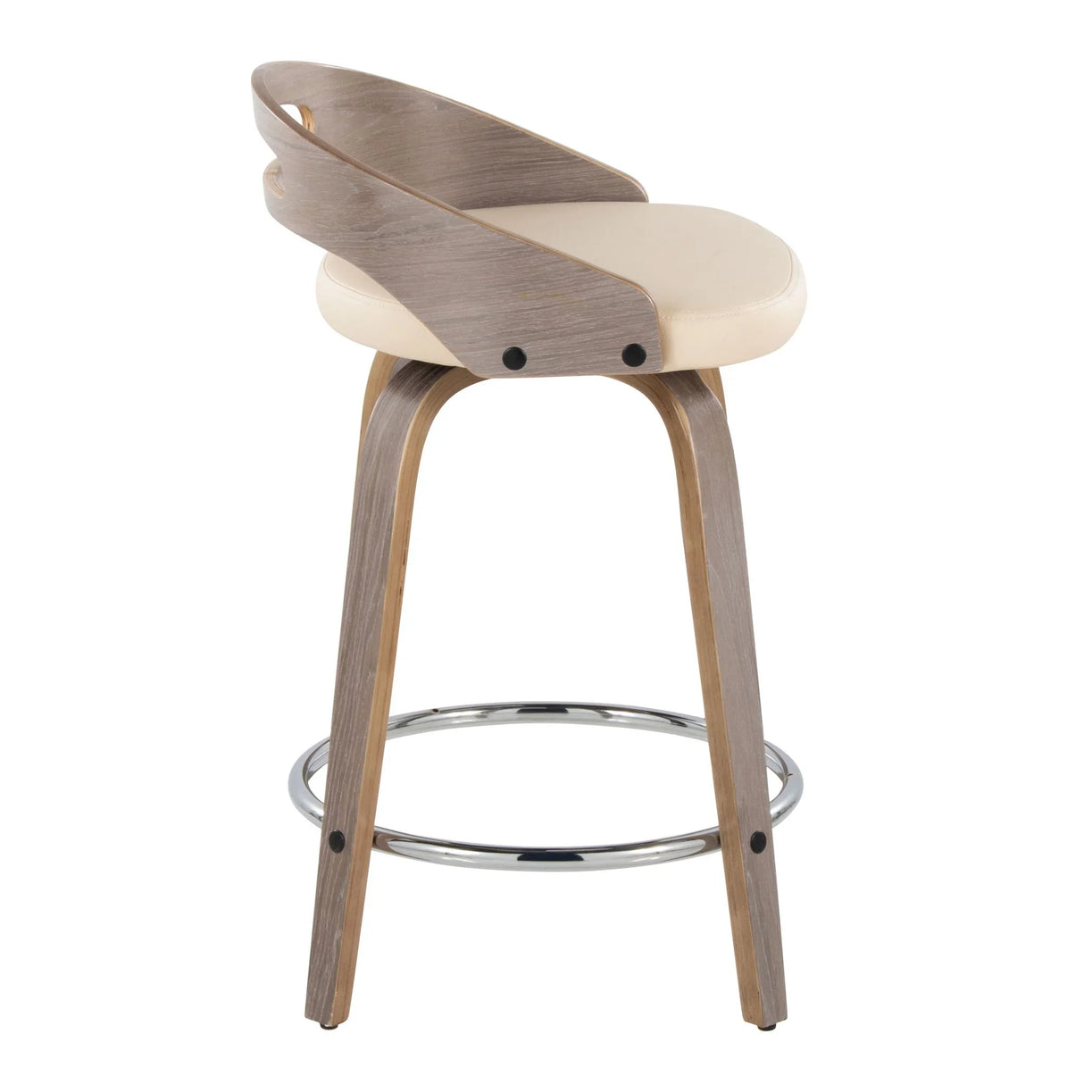 Cassis - Mid Century Modern Fixed Height Counter Stool With Swivel With Round Footrest (Set of 2) - Furniture Home Direct