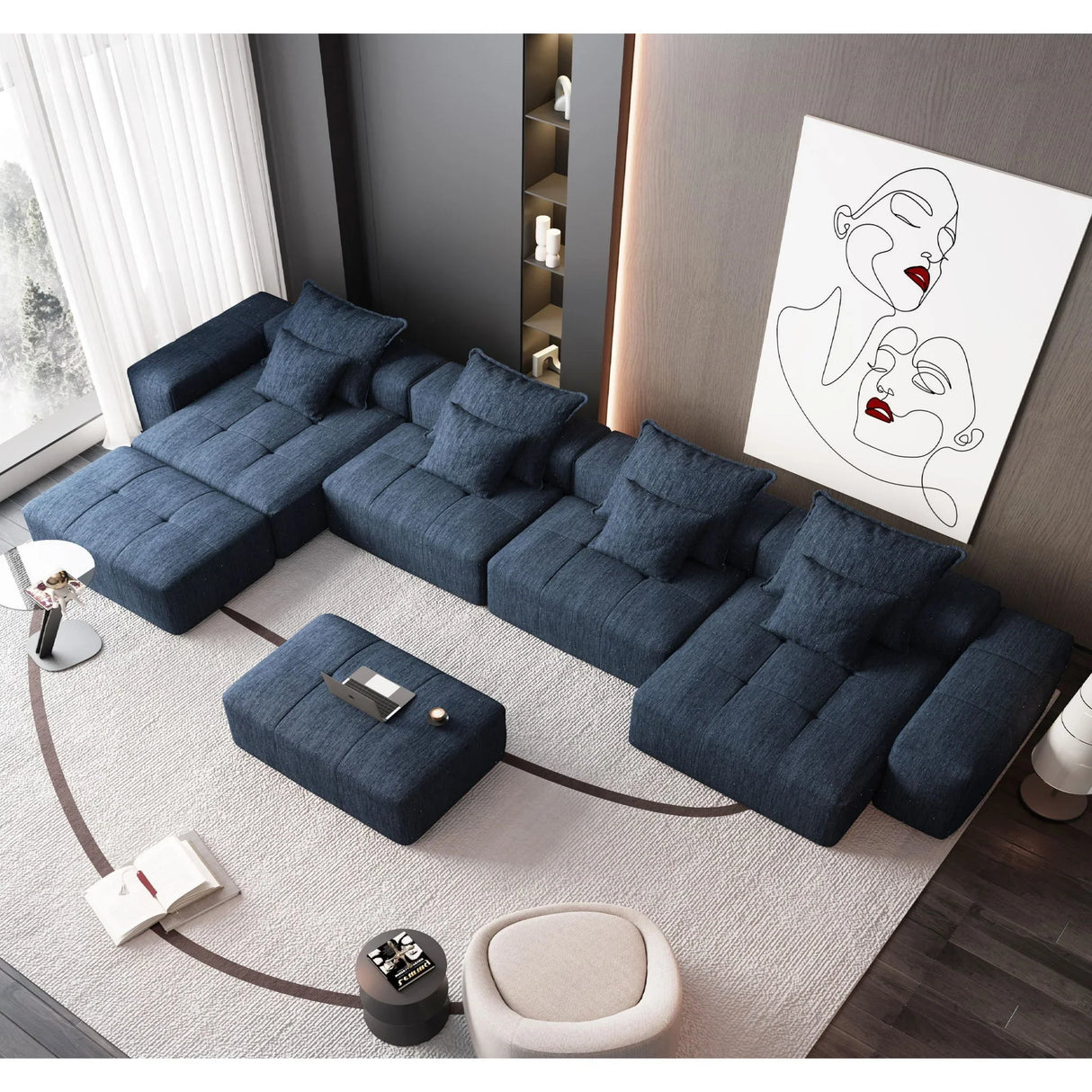 Modern Oversized Diy Combination Modular Sectional Sofa With Pillows - Furniture Home Direct