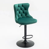 Swivel Velvet Barstools Adjusatble Seat Height, Modern Upholstered Bar Stools With Backs Comfortable Tufted For Home Pub And Kitchen Island (Set of 2) - Furniture Home Direct