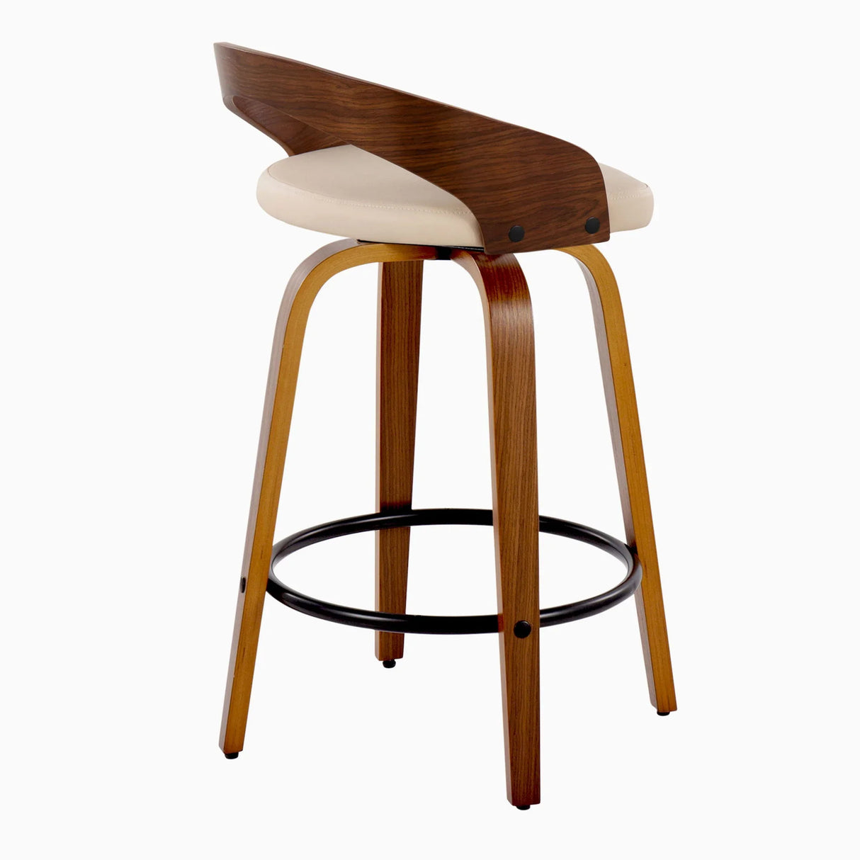 Grotto - Mid Century Modern Fixed Height Counter Stool With Swivel With Round Footrest (Set of 2) - Furniture Home Direct