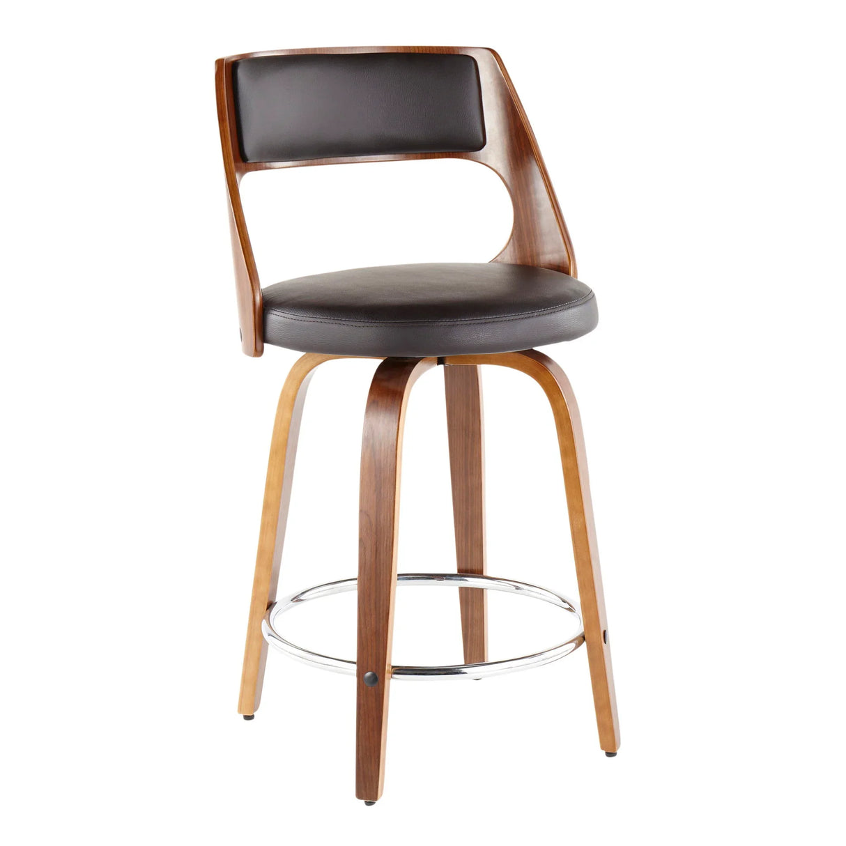 Cecina - Mid-Century Modern Fixed Height Counter Stool With Swivel And Round Footrest (Set of 2) - Furniture Home Direct