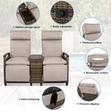 Outdoor Reclining Chaises With Built-in Storage Table - Furniture Home Direct