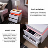 Modern LED Bedside Table Cabinet With Adjustable Lights And 2 Drawers - White - Furniture Home Direct